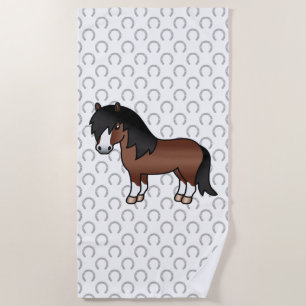 Serviette De Plage Illustration de dessin animé mignon de poney Shetl