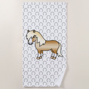 Serviette De Plage Illustration de dessin animé mignon de poney Shetl