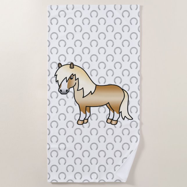 Serviette De Plage Illustration de dessin animé mignon de poney Shetl (Devant)