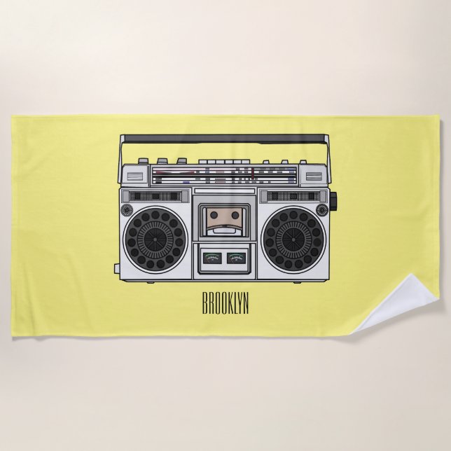 Serviette De Plage Illustration de dessin animé radio (Devant)