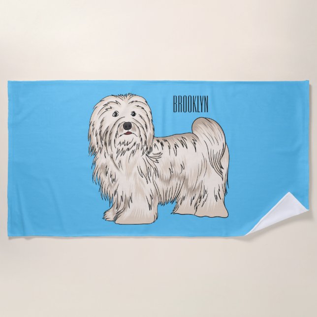 Serviette De Plage Illustration de dessin de chien de Havan (Devant)