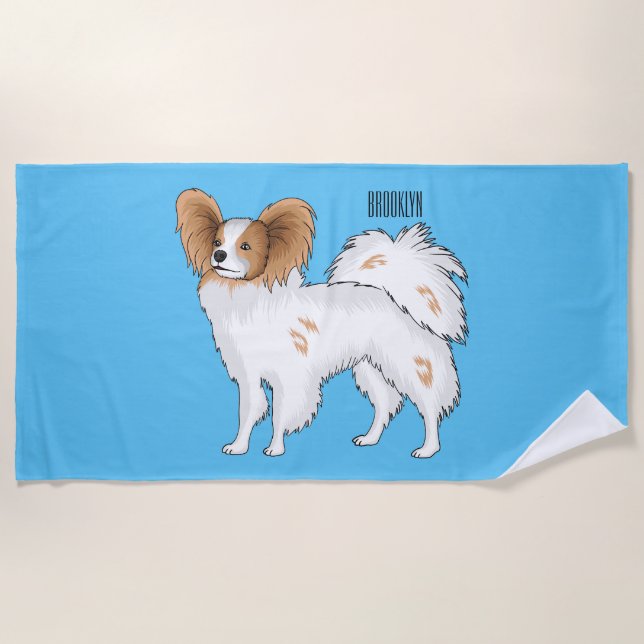 Serviette De Plage Illustration de dessin pour chien de Papillon (Devant)