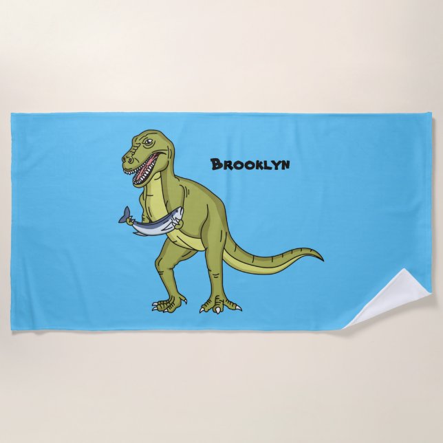 Serviette De Plage Illustration de dinosaure T rex drôle (Devant)