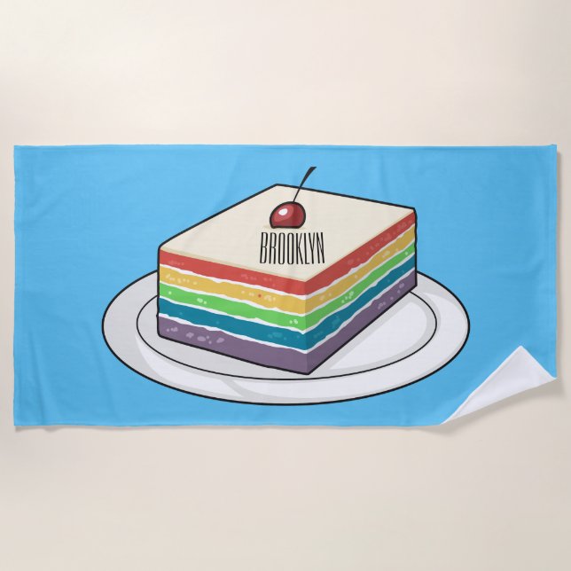 Serviette De Plage Illustration de gâteau arc-en-ciel (Devant)