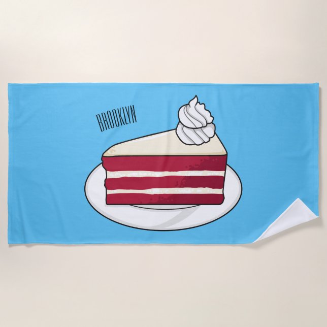 Serviette De Plage Illustration de gâteau en velours rouge (Devant)