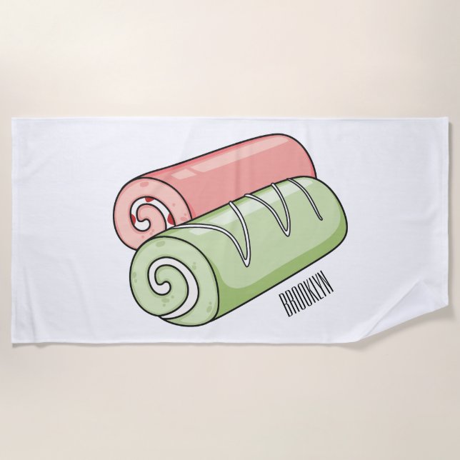 Serviette De Plage Illustration de gâteau suisse roll / roll (Devant)