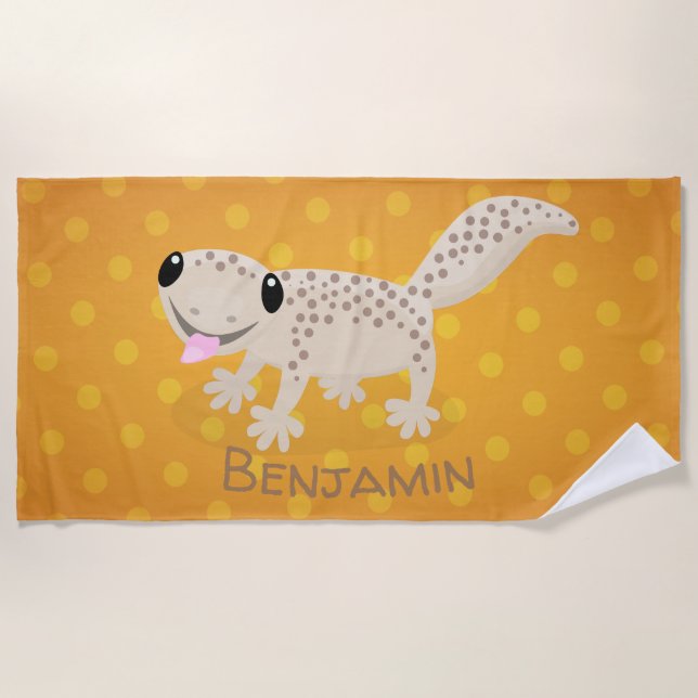 Serviette De Plage Illustration de gecko tan tan mignon (Devant)