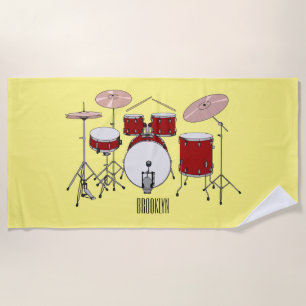 Serviette De Plage Illustration de kit de batterie