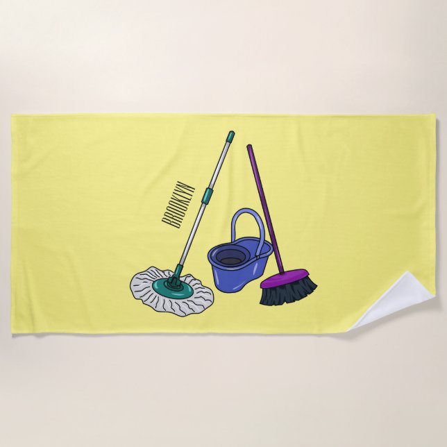 Serviette De Plage Illustration de la bande dessinée Broom & mop (Devant)