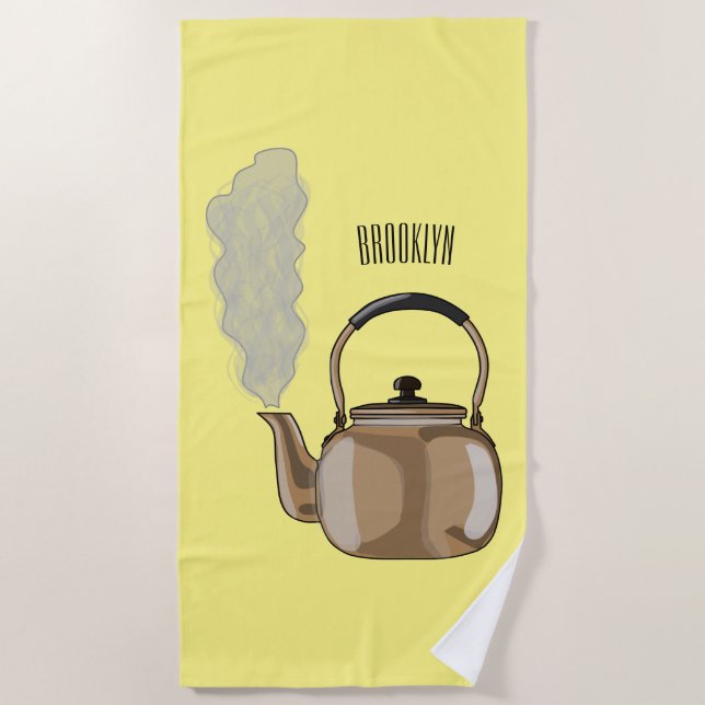 Serviette De Plage Illustration de la bouilloire à thé ou à thé (Devant)