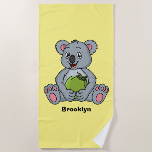 Serviette De Plage Illustration de la koala de Cute et de la noix de