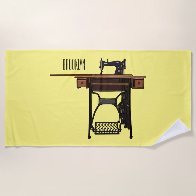 Serviette De Plage Illustration de la machine à coudre (Devant)