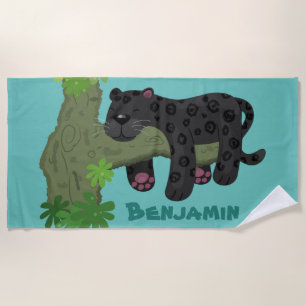Serviette De Plage Illustration de la mignonne panthère noire jaguar