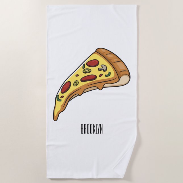 Serviette De Plage Illustration de la pizza (Devant)