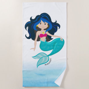 Serviette De Plage Illustration de l'aquarelle de sirène mûre