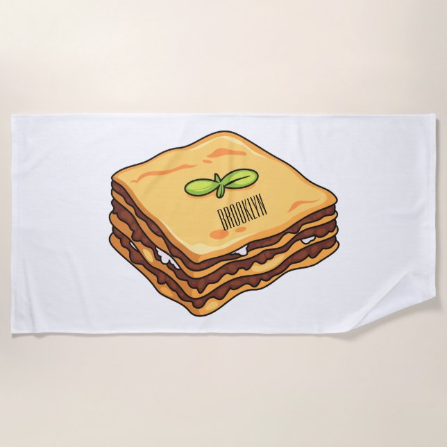 Serviette De Plage Illustration de Lasagna (Devant)