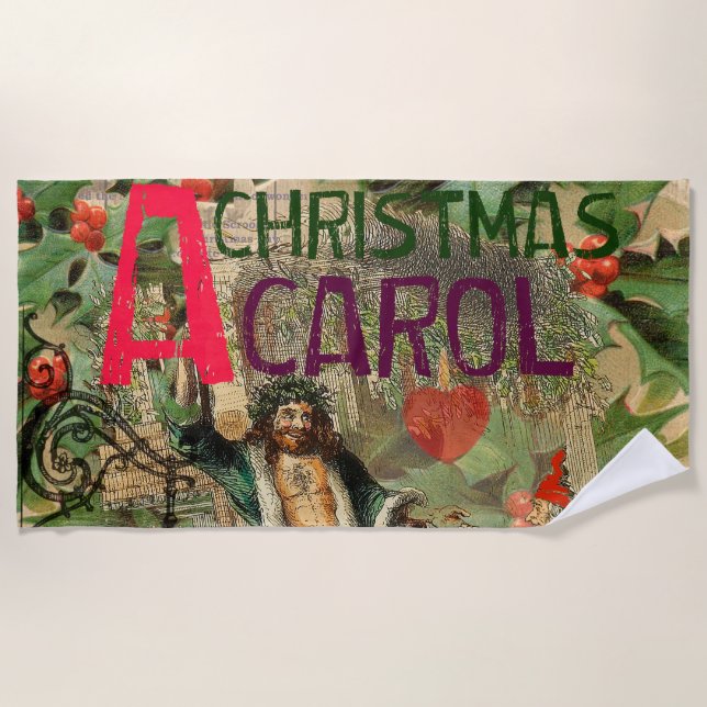 Serviette De Plage Illustration de l'esprit de Noël présent Scrooge (Devant)