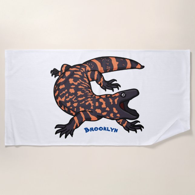 Serviette De Plage Illustration de lézard géant affamé (Devant)