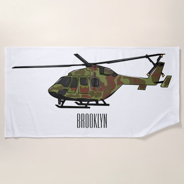 Serviette De Plage Illustration de l'hélicoptère de l'armée (Devant)