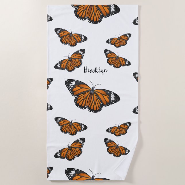 Serviette De Plage Illustration de papillon monarque (Devant)
