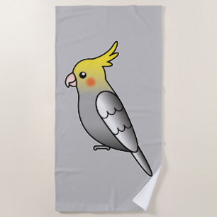 Serviette De Plage Illustration de perroquet cartoon gris mignon