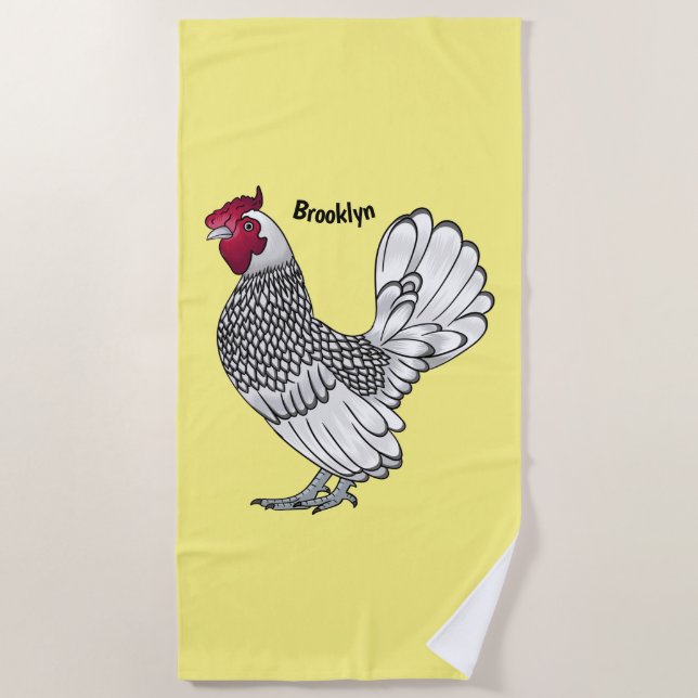 Serviette De Plage Illustration de poulet Sebright (Devant)