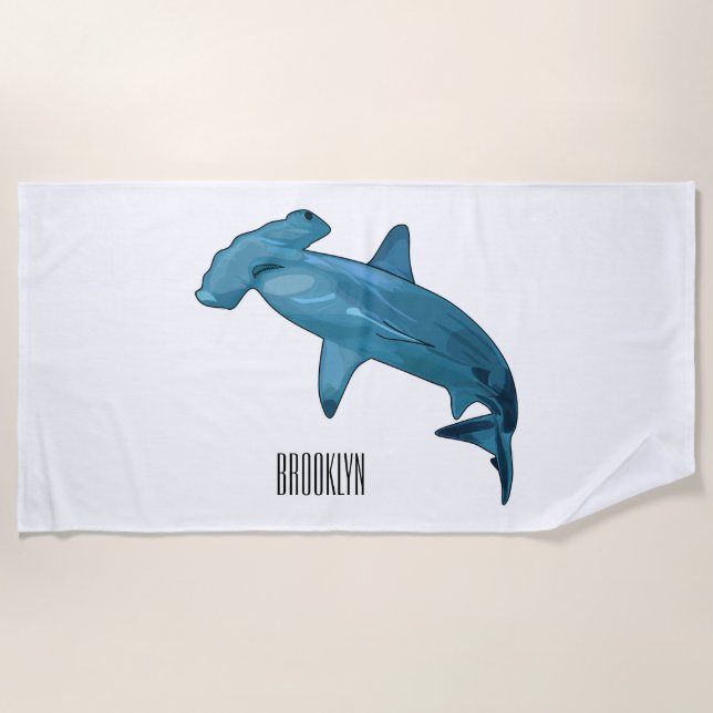 Serviette De Plage Illustration de requin marteau (Devant)