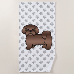 Serviette De Plage Illustration de Shih Tzu de dessin animé marron fo