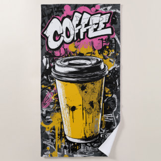 Serviette De Plage Illustration de tasse de café Graffiti Art de rue