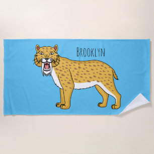 Serviette De Plage Illustration de tigre à dents de sabre
