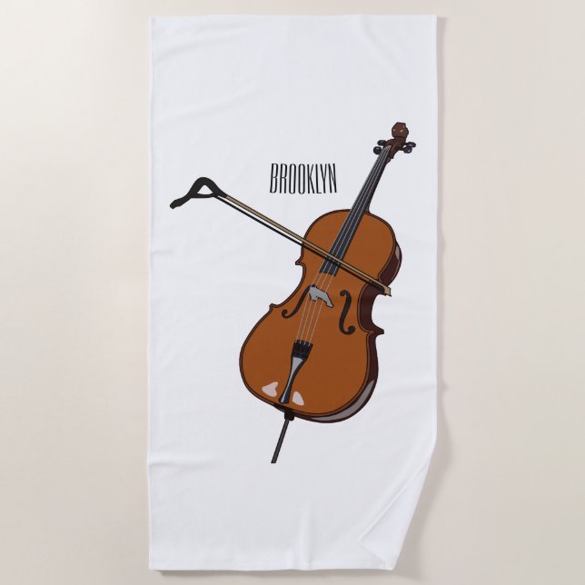 Serviette De Plage Illustration de violoncelle (Devant)