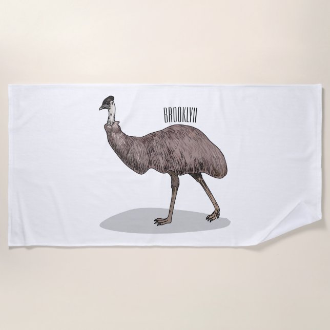 Serviette De Plage Illustration d'Emu bird (Devant)