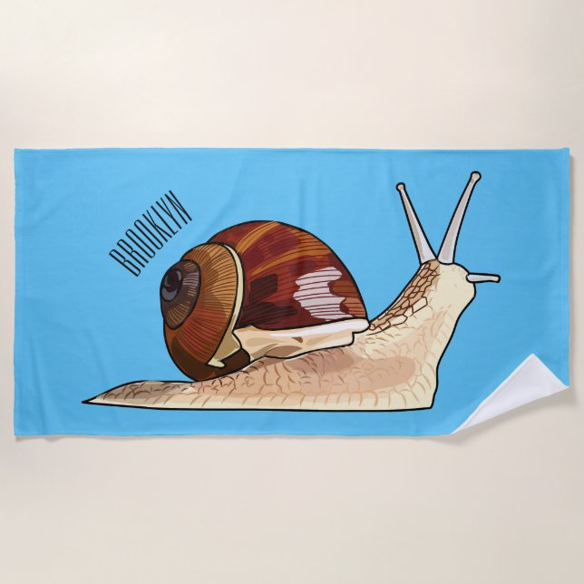 Serviette De Plage Illustration d'escargot (Devant)