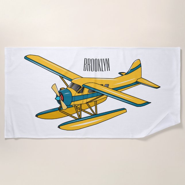 Serviette De Plage Illustration d'hydravion (Devant)