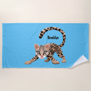 Serviette De Plage Illustration d'ocelot mignon