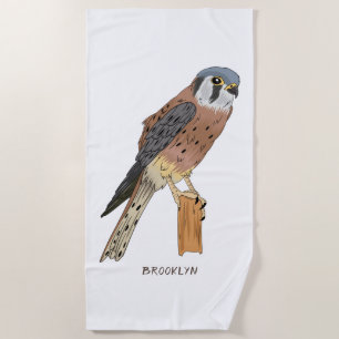 Serviette De Plage Illustration d'oiseau américain Kestrel
