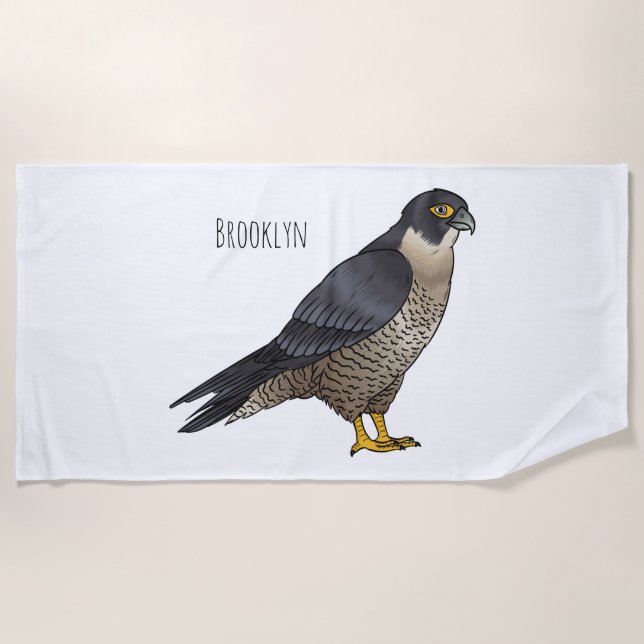 Serviette De Plage Illustration d'oiseau de faucon pèlerin (Devant)