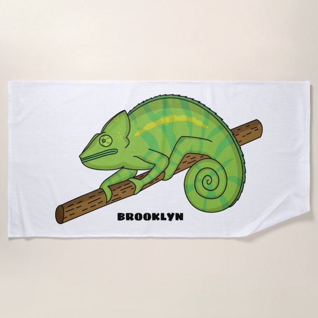 Serviette De Plage Illustration du caméléon de la parson (Devant)