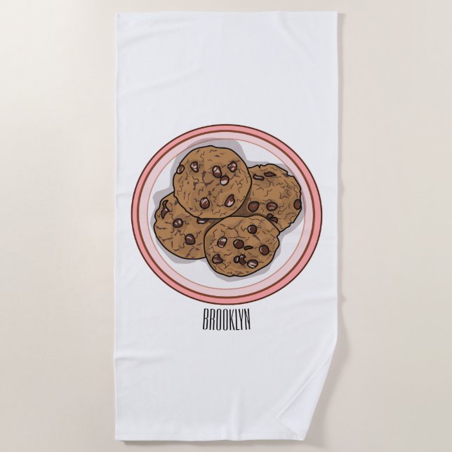 Serviette De Plage Illustration du cookie de puce à chocolat (Devant)