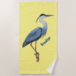 Serviette De Plage Illustration du grand héron bleu