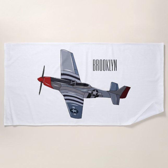 Serviette De Plage Illustration d'un avion de chasse-bombardier (Devant)