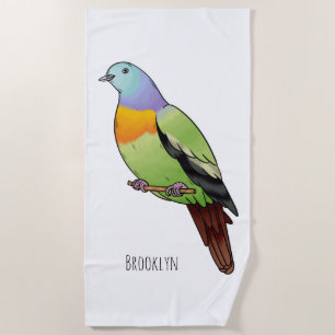 Serviette De Plage Illustration d'un pigeon à cou rose