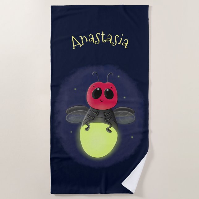Serviette De Plage Illustration d'une luciole à éclair mignon (Devant)