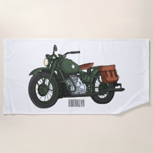Serviette De Plage Illustration d'une moto de croiseur militaire