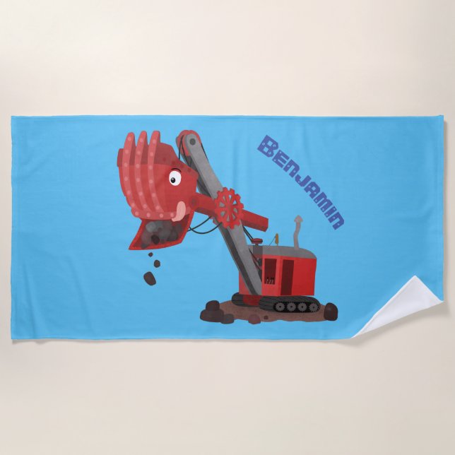 Serviette De Plage Illustration d'une pelle à vapeur rouge mou (Devant)