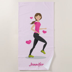Serviette De Plage Illustration et nom de fille mignonne qui aime cou