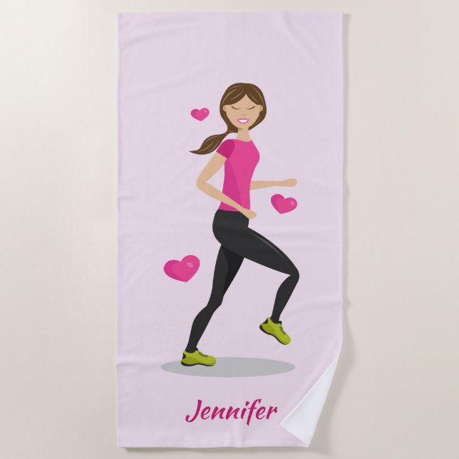 Serviette De Plage Illustration et nom de fille mignonne qui aime cou (Devant)