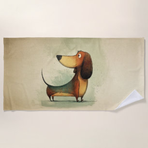 Serviette De Plage Illustration fantaisiste de teckel mignon