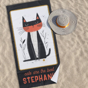 Serviette De Plage Illustration Fière de chat personnalisée
