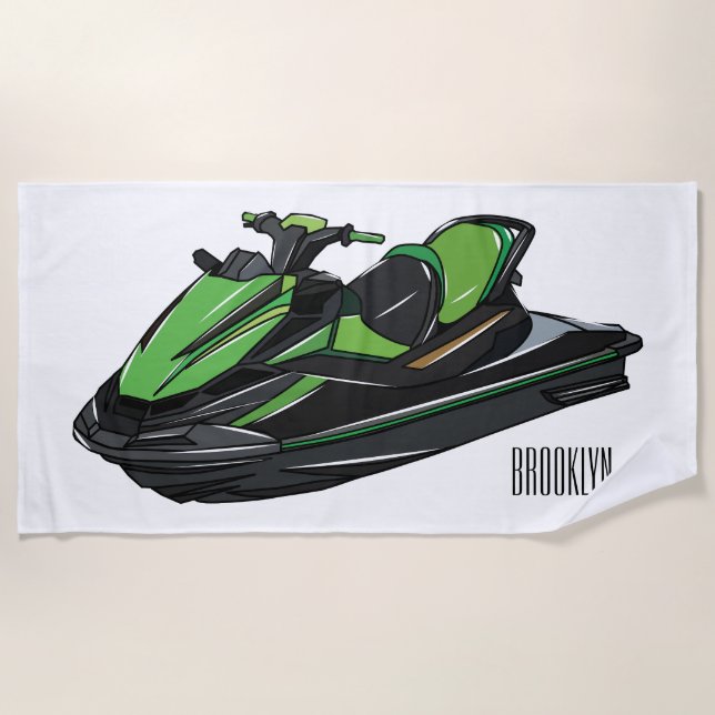 Serviette De Plage Illustration Jet ski (Devant)